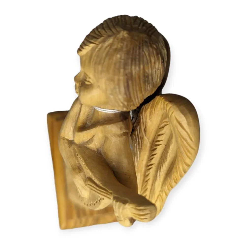 Bethlehem Olive Tree Wood Angel Figurine